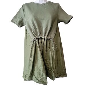 Anthropologie Pilcro Cotton Mini Dress XS Green Toggle Drawstring